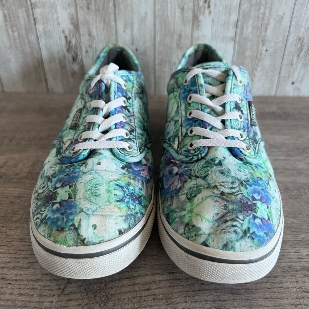 Vans Women's Floral Sneakers - Green and Blue Size 6.5 - Picture 3 of 6